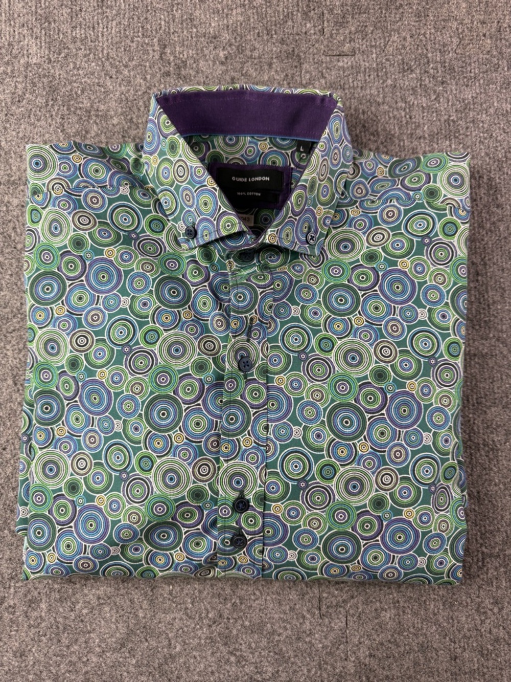 Guide London Men’s 100% Cotton Long Sleeve Multicolor Shirt Size L